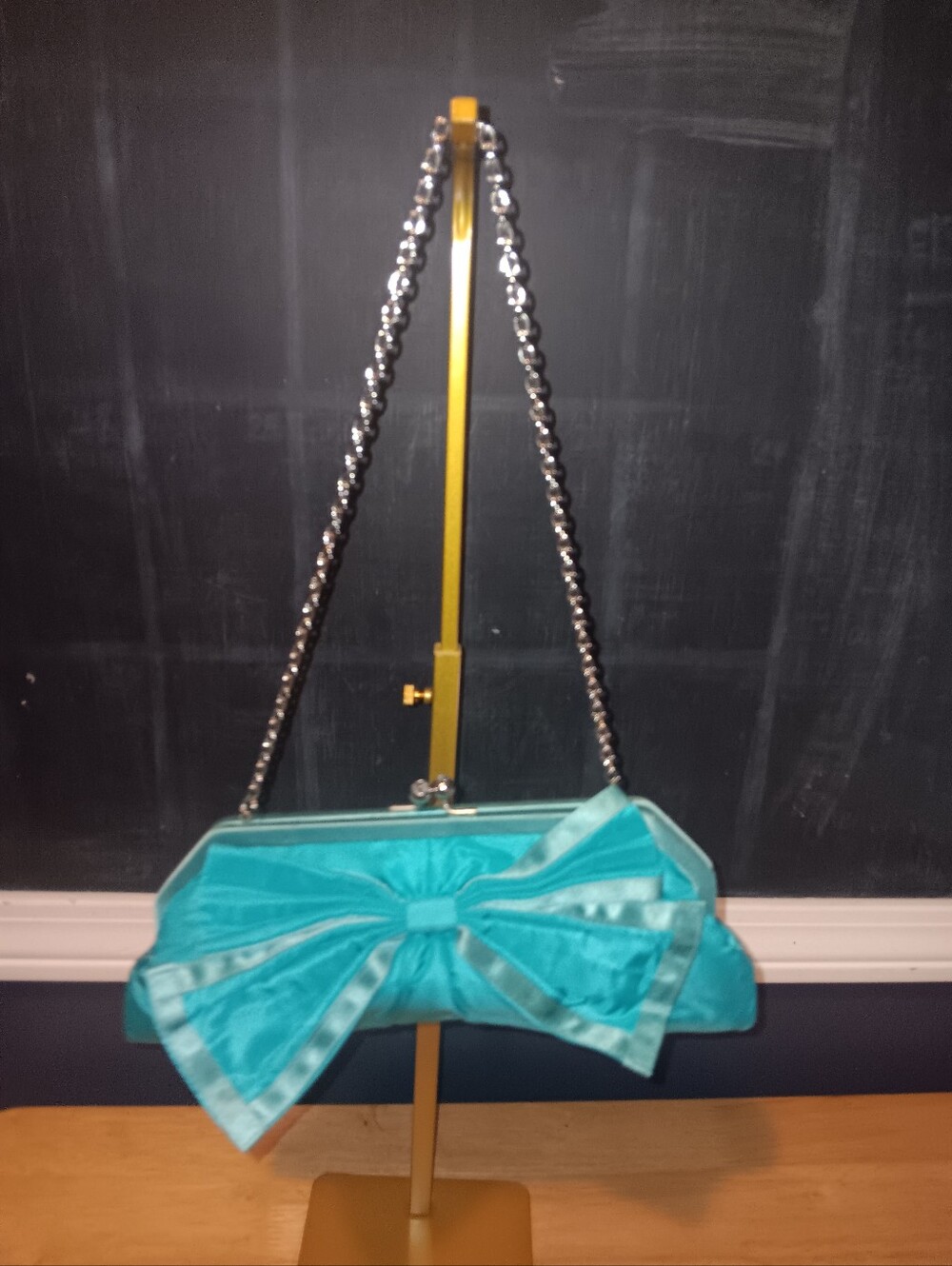 Franci Satin Bow Clutch On Chain